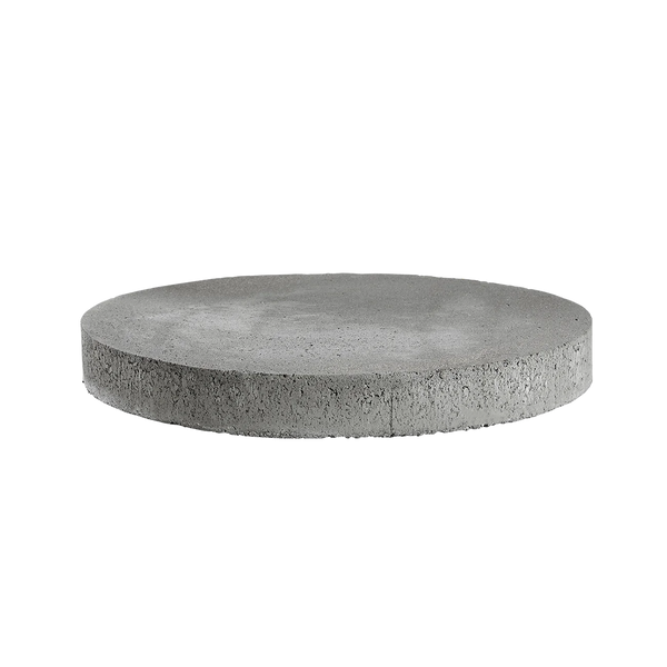 ibf rund flise ø60 i grå beton, set fra siden.