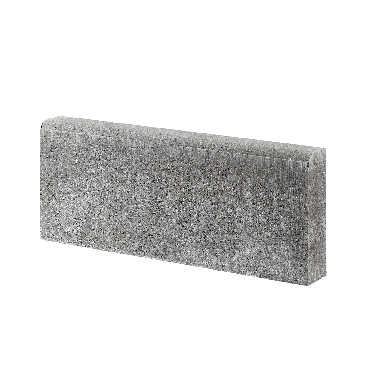 ibf kantningssten i grå beton med rund overkant set fra siden.