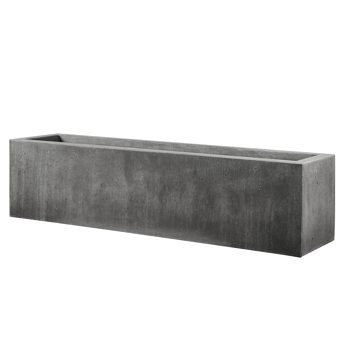 grå ibf plantekumme nordicserien i beton, 200x50x50 cm, med bund.