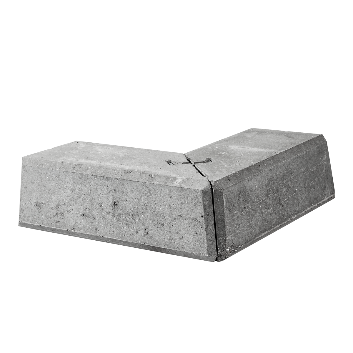 ibf danblokke hjørne type 1, grå beton, set fra siden i 90 graders vinkel.