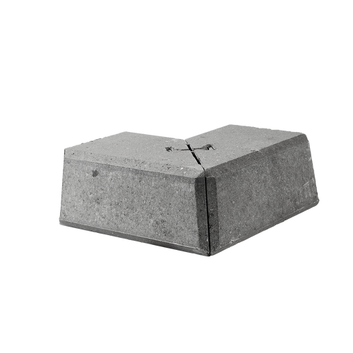 ibf danblok hjørne type 2 i grå beton, set fra siden.