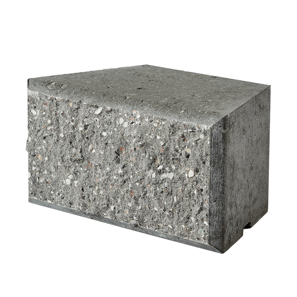 grå ibf easyblok afdækning i beton med synlige sten, set fra siden.