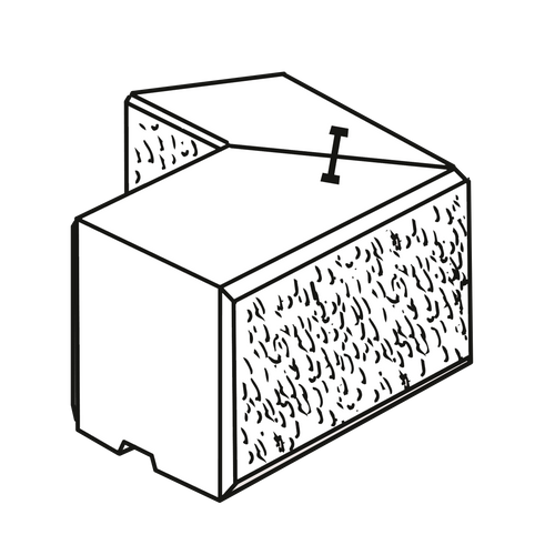 ibf easyblok hjørne type 1, set fra siden i isometrisk illustration.
