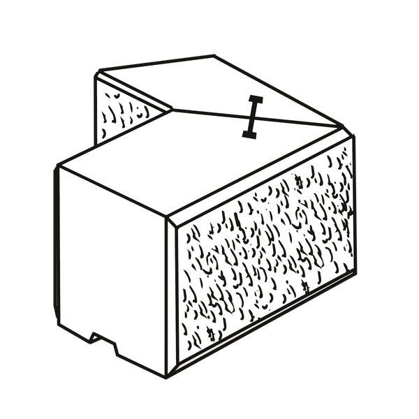 ibf easyblok hjørne type 1, set fra siden i isometrisk illustration.