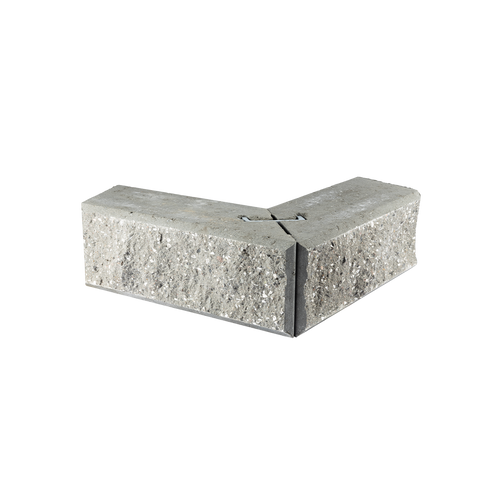ibf easyblok hjørne type 2 i grå beton, set forfra på sort baggrund.