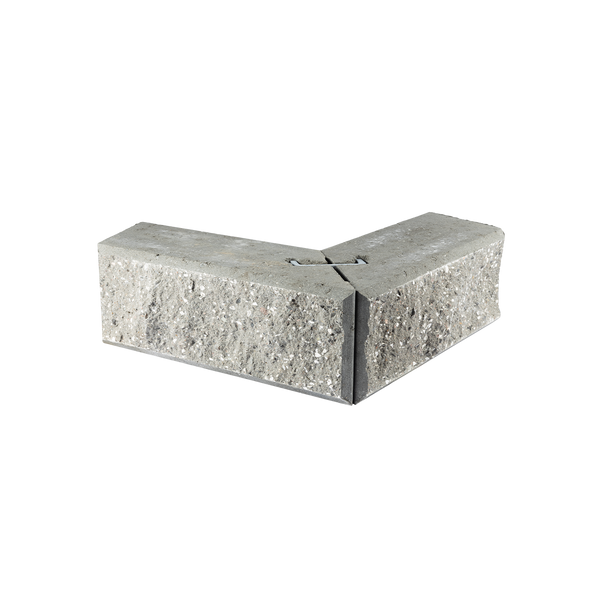 ibf easyblok hjørne type 2 i grå beton, set forfra på sort baggrund.