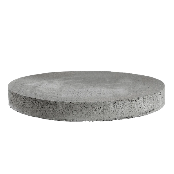 ibf rund grå betonflise, ø80 cm, set fra siden på sort baggrund