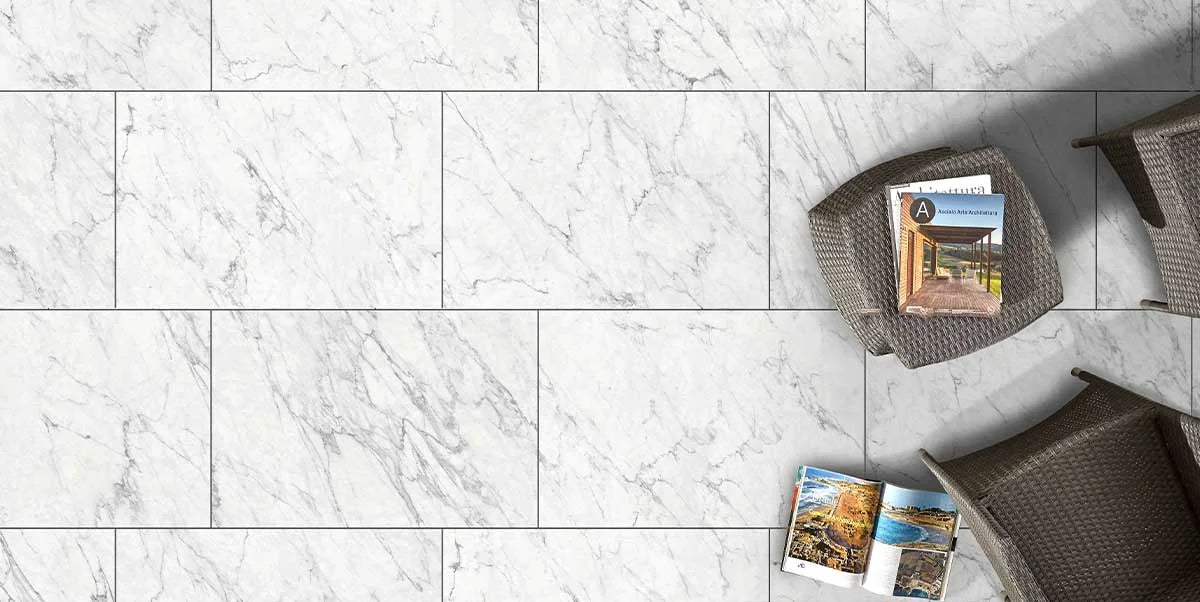 Keramisk flise Hvid marmor - 60x90x2 cm