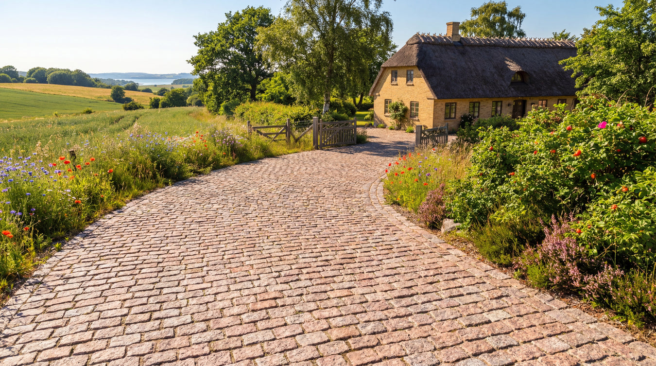 Indkørsel rød granit