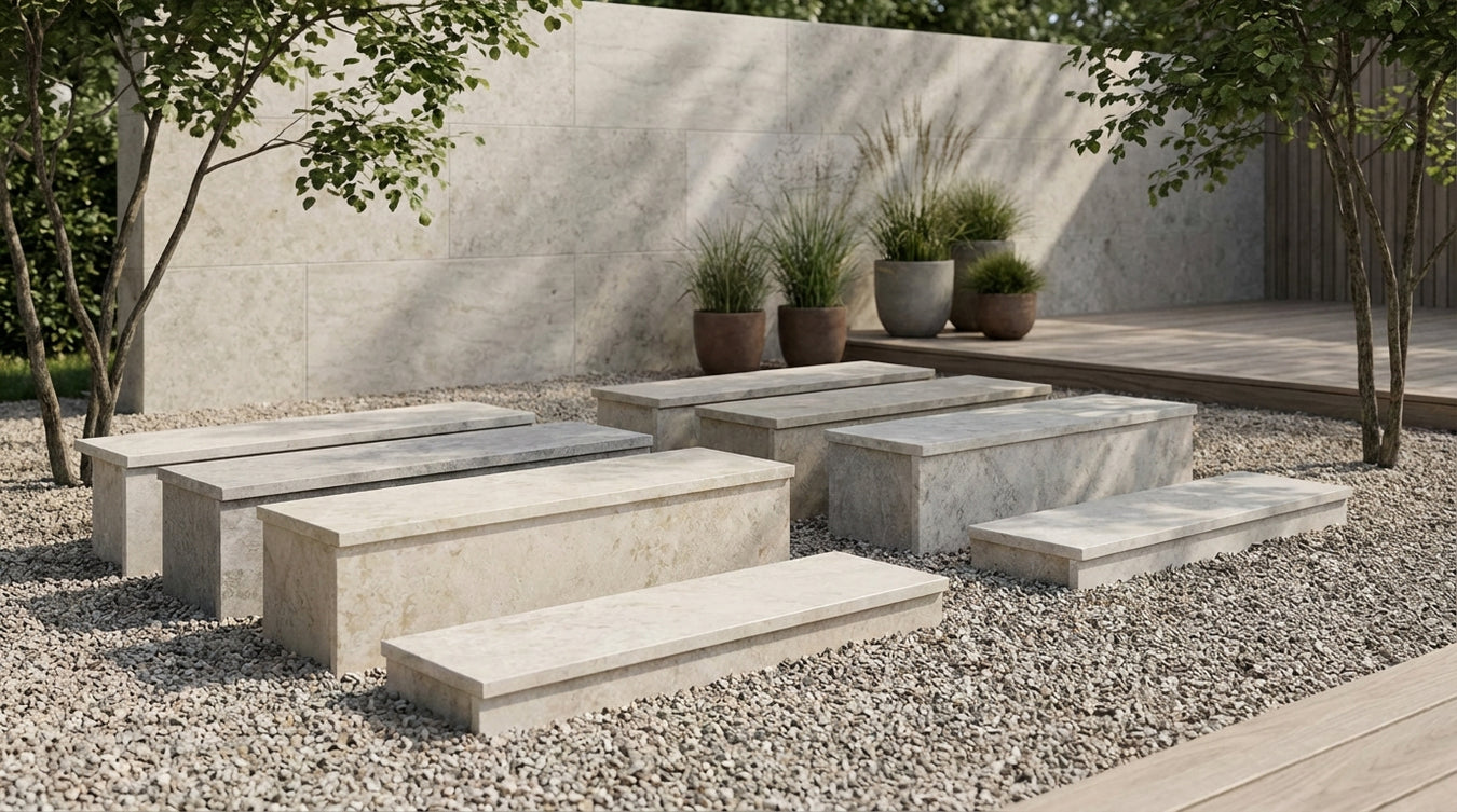 Marmor trappetrin udendørs - Natursten og belægning | Drømmehave