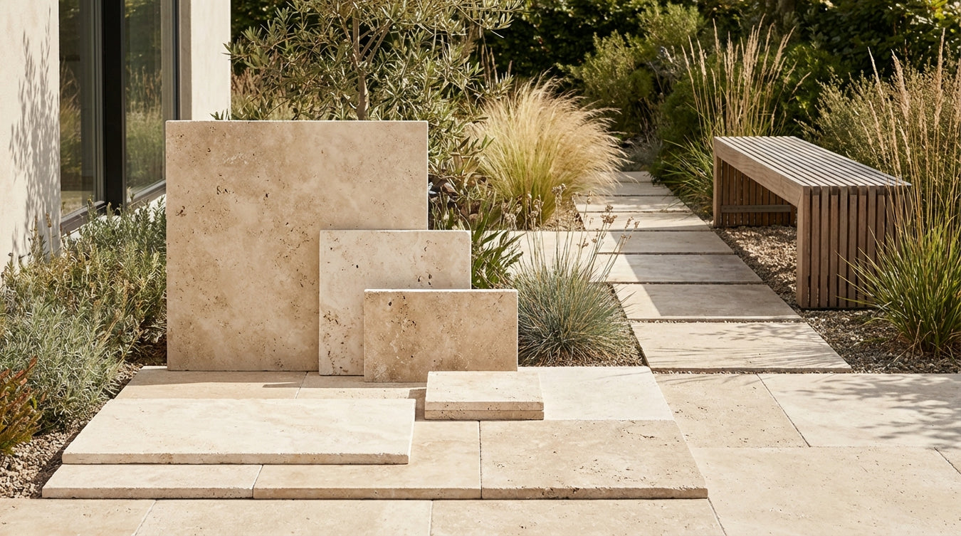 Travertin fliser - Natursten og belægning | Drømmehave