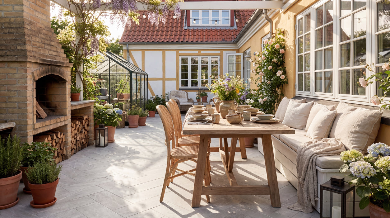 elfenbengrå keramiske fliser lagt