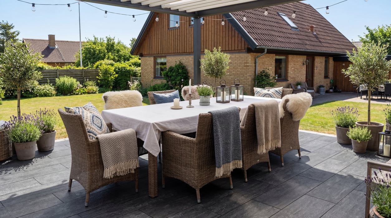 bler og planter i en hyggelig have. (