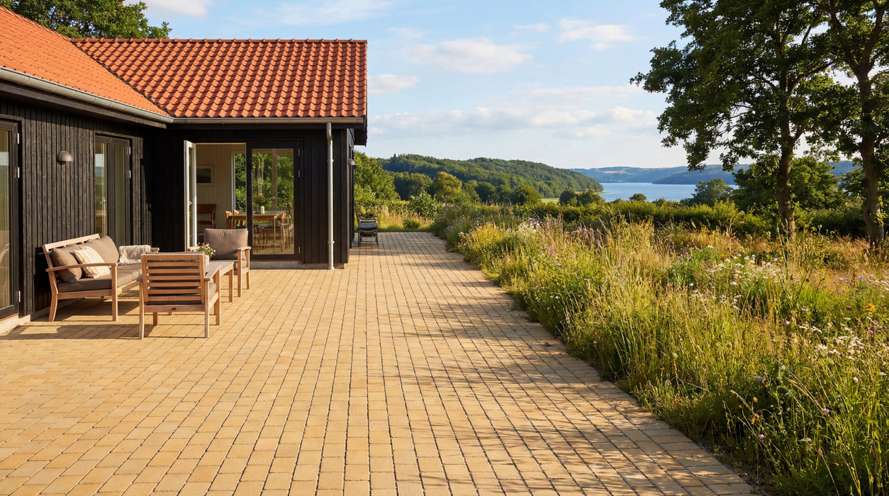 gule samsø teglklinker lagt som
