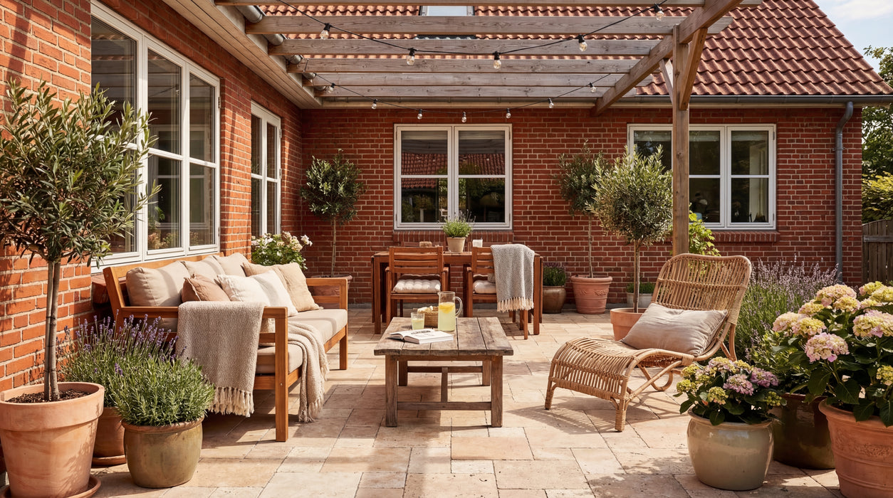 travertin antik mix fliser lagt