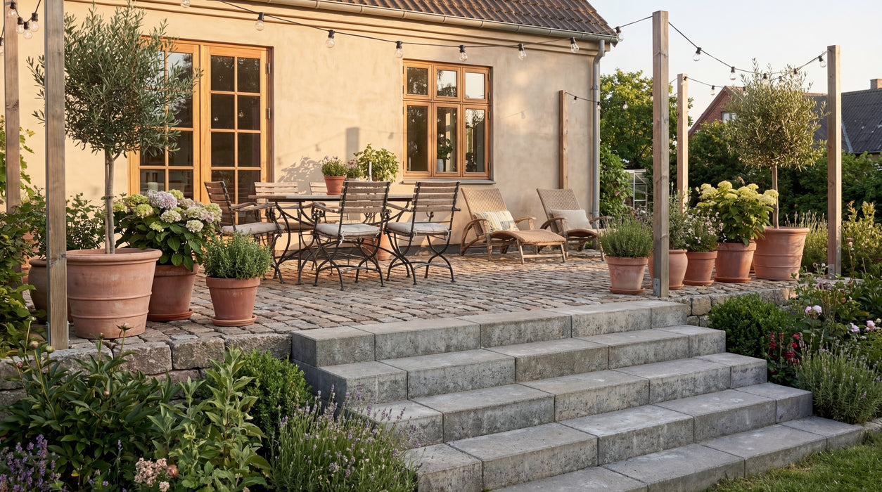 grå ibf trappetrin i beton med