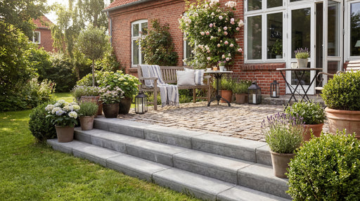 grå ibf trappetrin i beton med