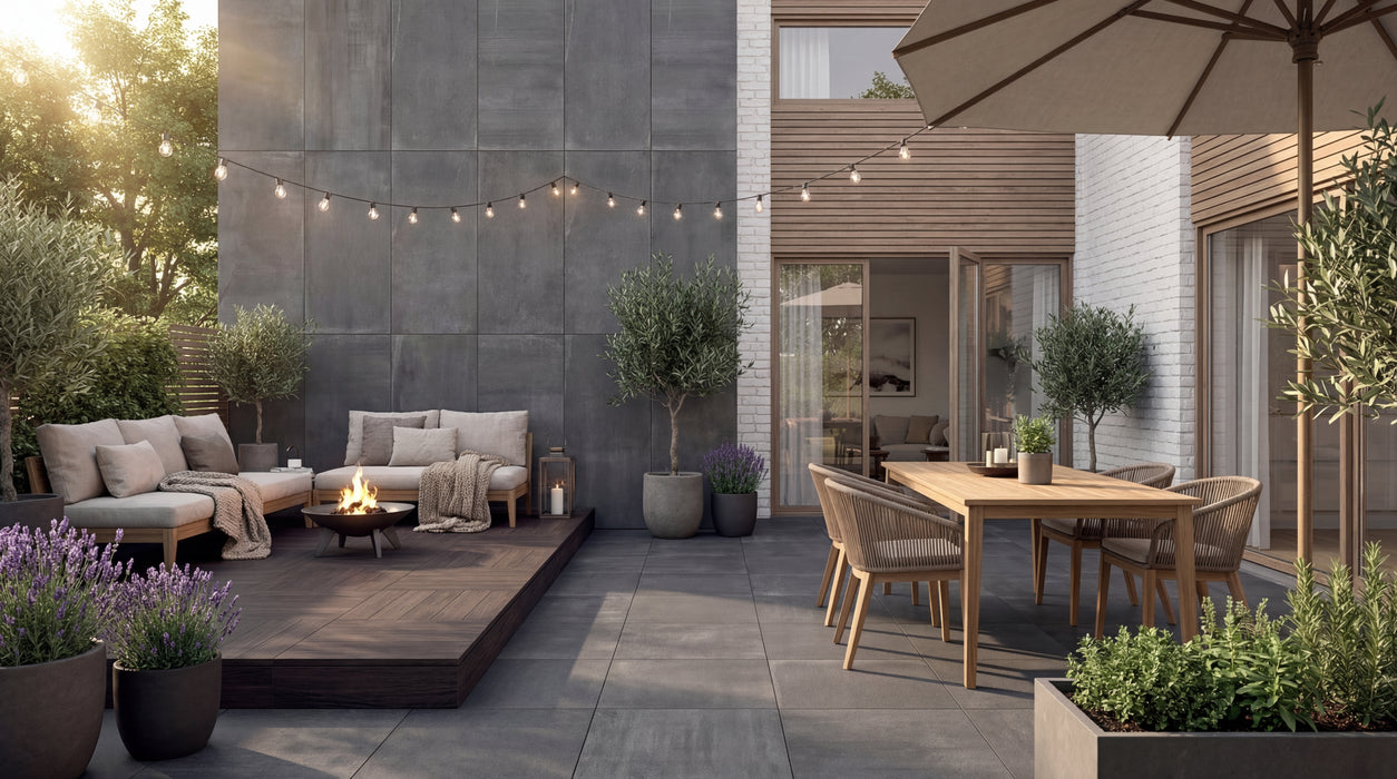 mørkegrå keramisk flise stone