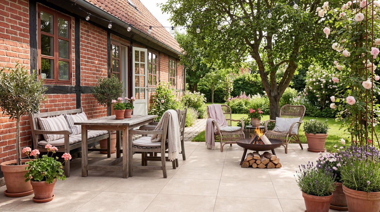 beige keramisk udendørsfl