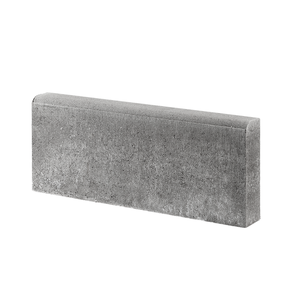 ibf kantningssten i grå beton med rund overkant set fra siden.