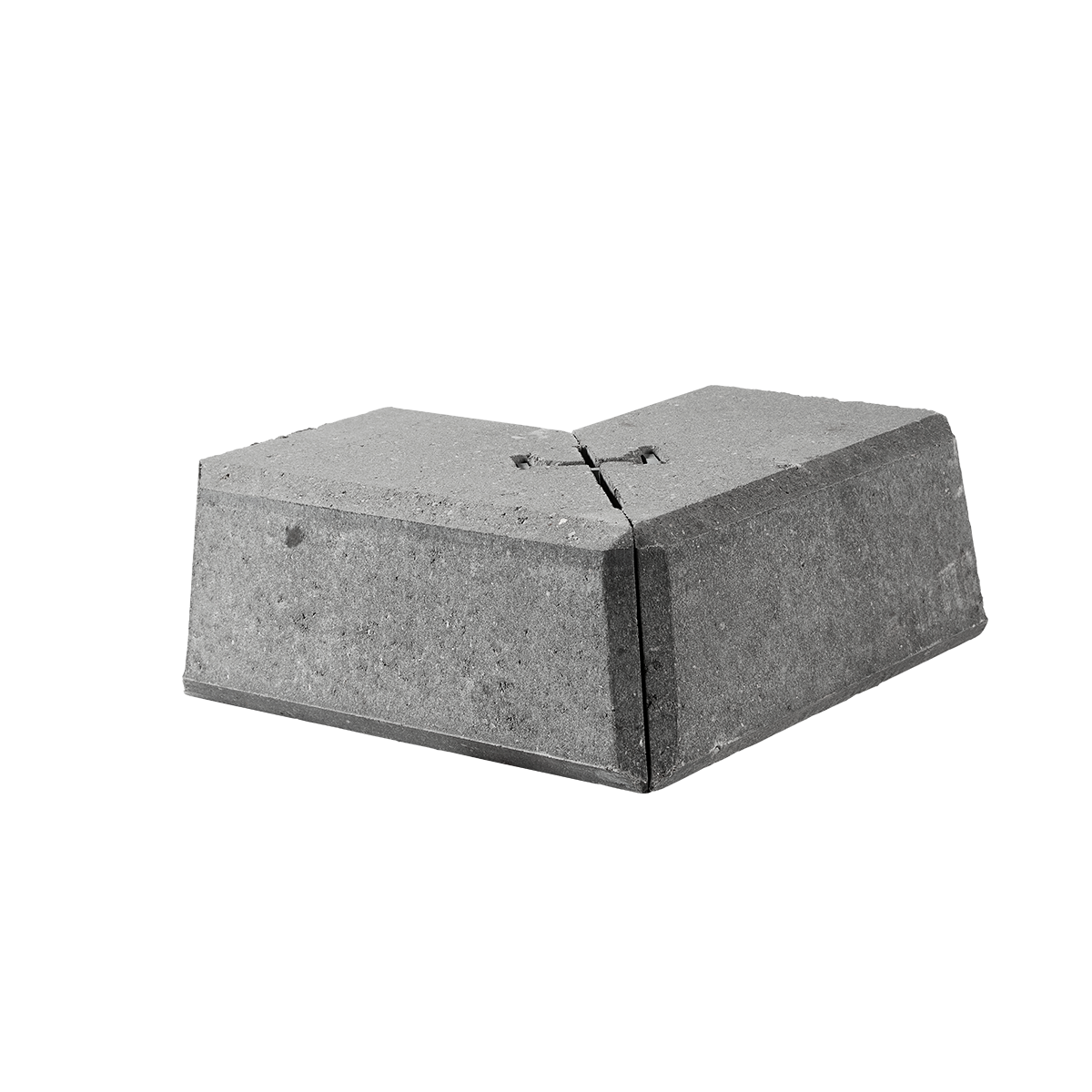 ibf danblok hjørne type 2 i grå beton, set fra siden.