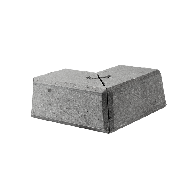 ibf danblok hjørne type 2 i grå beton, set fra siden.