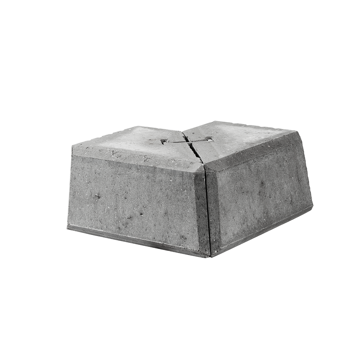 ibf danblokke hjørne type 4, grå beton, set fra siden i studie.
