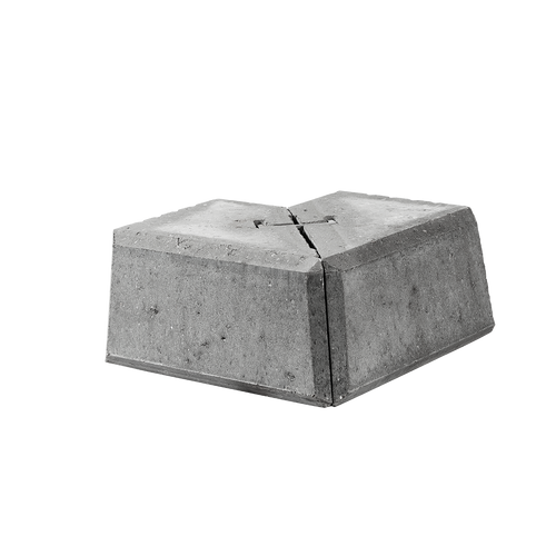 ibf danblokke hjørne type 4, grå beton, set fra siden i studie.