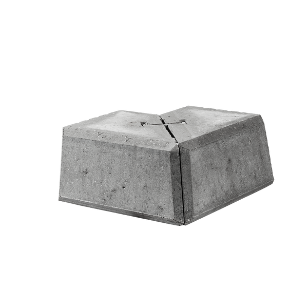 ibf danblokke hjørne type 4, grå beton, set fra siden i studie.
