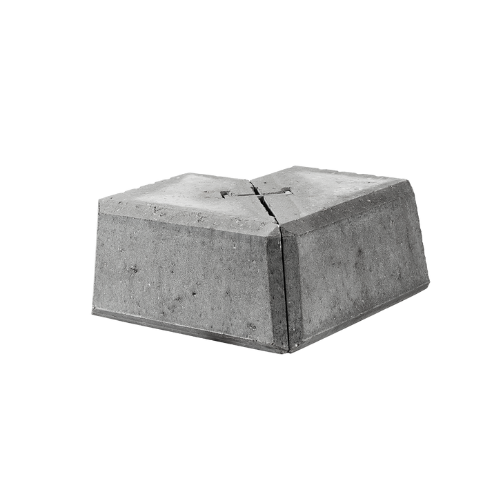 ibf danblokke hjørne type 4, grå beton, set fra siden i studie.