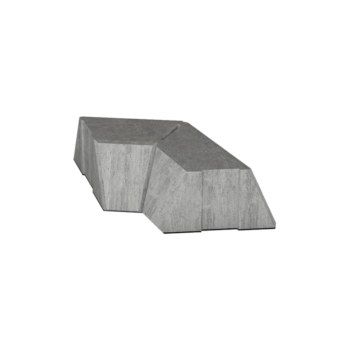 ibf euroblok hjørne type 4 i grå beton, set fra siden.