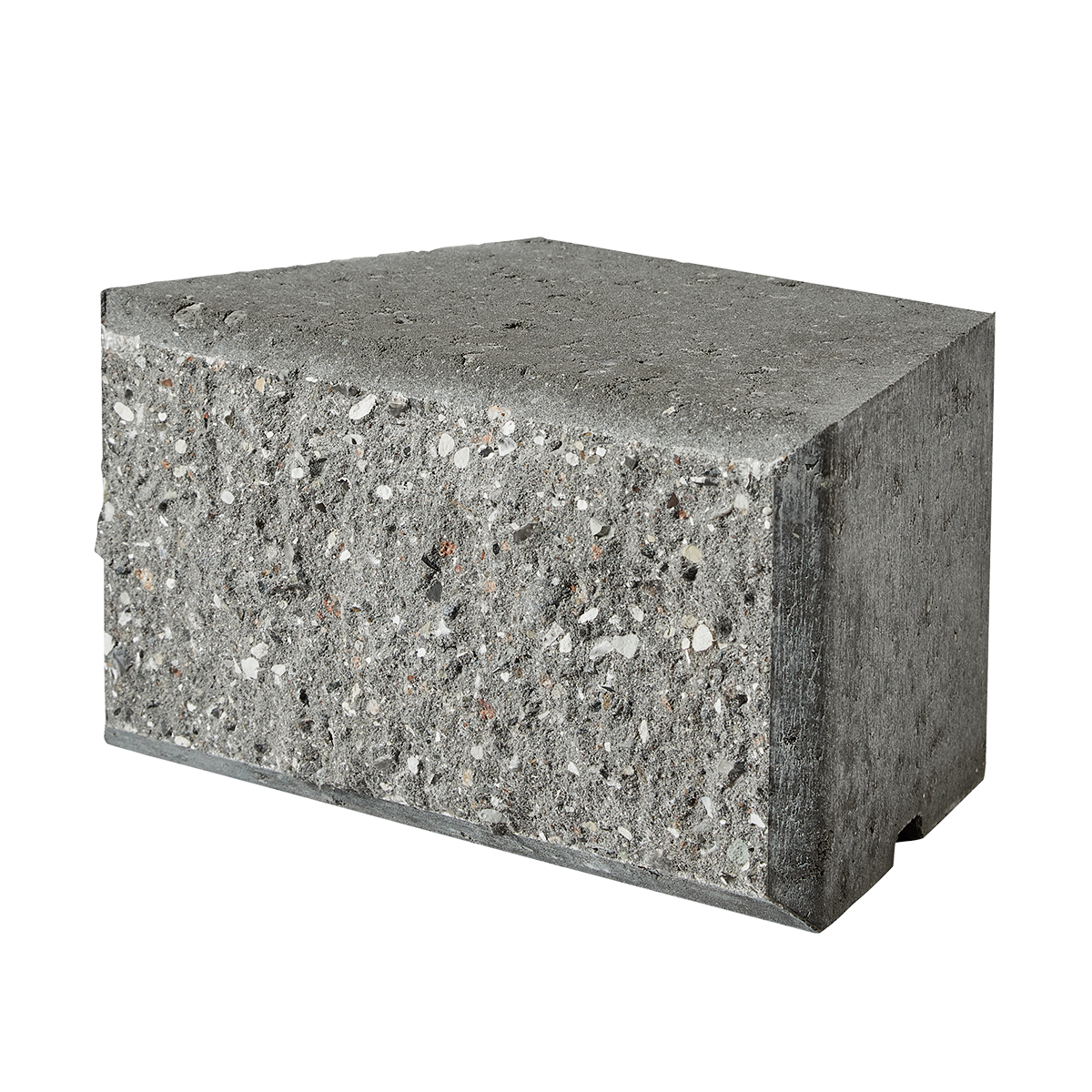 grå ibf easyblok afdækning i beton med synlige sten, set fra siden.