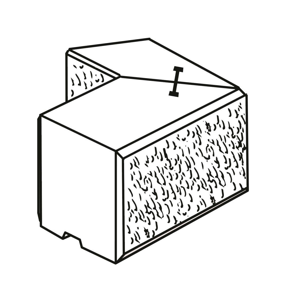 ibf easyblok hjørne type 1, set fra siden i isometrisk illustration.