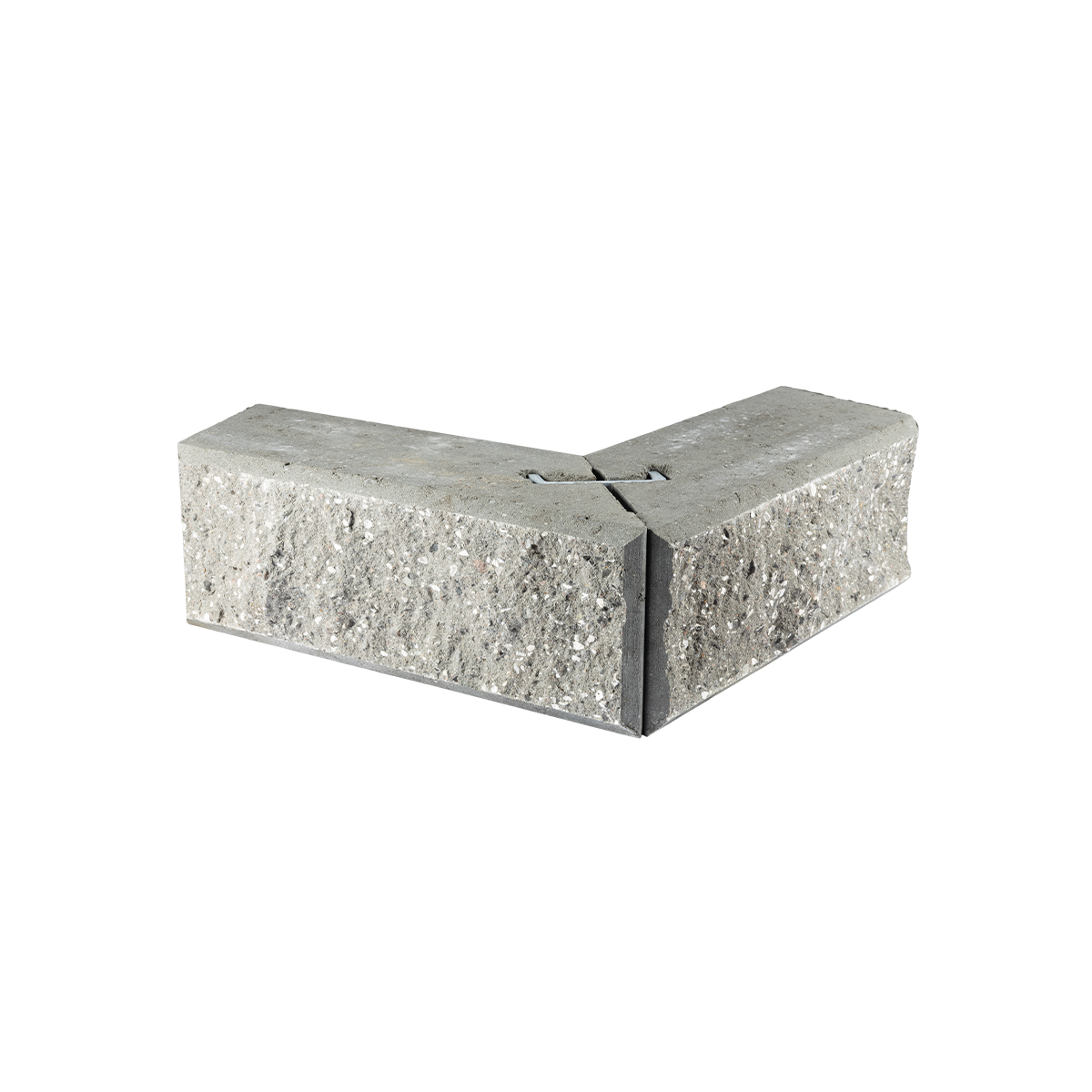 ibf easyblok hjørne type 2 i grå beton, set forfra på sort baggrund.