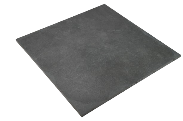 mørkegrå keramisk flise, arkistone 80x80 cm, set i perspektiv