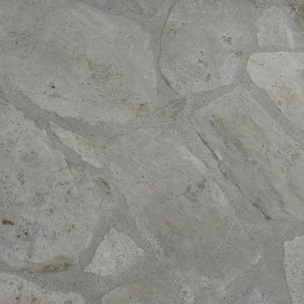 latte travertine brudfliser, overflade med grå fuger.