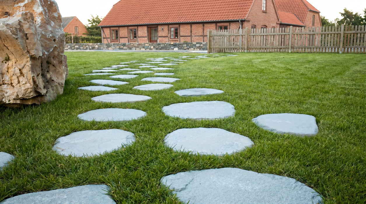 Oval trædesten, Grå antique - Klasse a