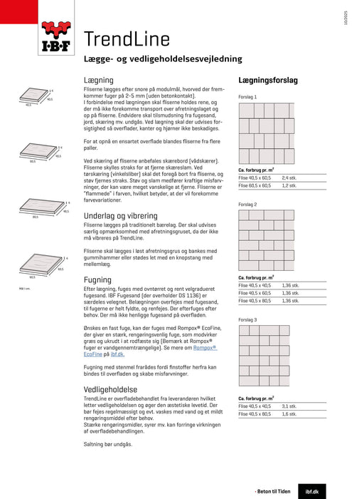 ibf trendline betonflise 40,5x80,5cm, isometrisk tegning med mål
