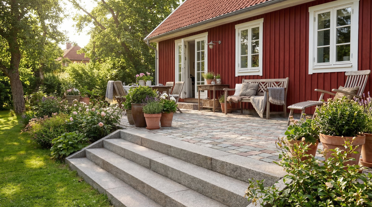 grå granit trappetrin fører op