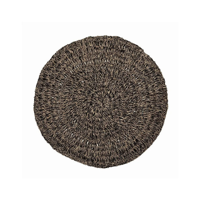 Rundt tæppe i sort søgræs - 100 cm